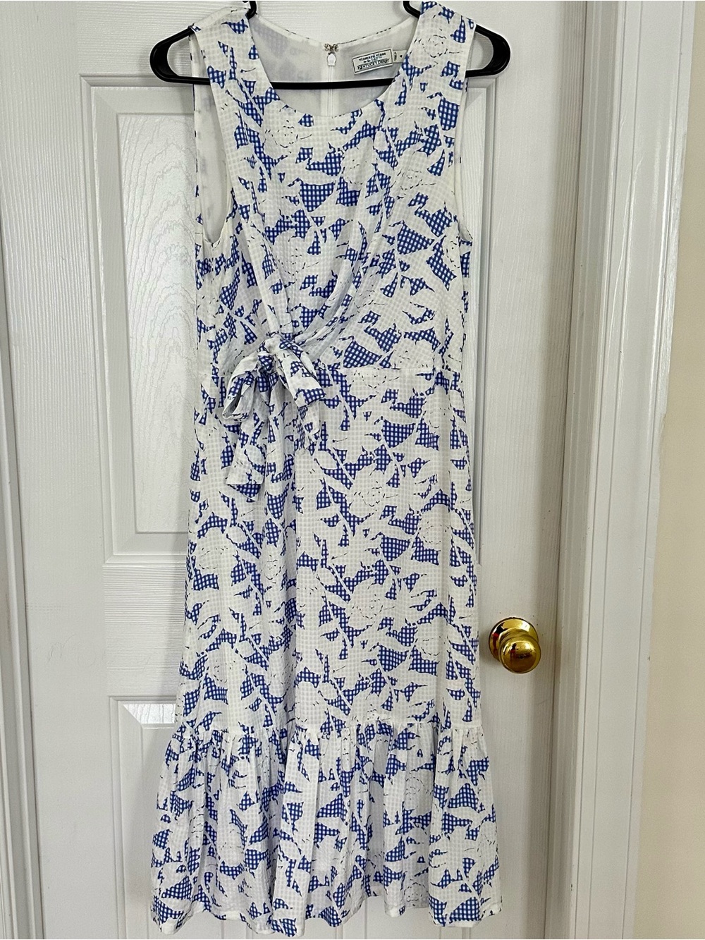 Vineyard Vines Rare Kentucky Derby Sleeveless White and Blue Tie-Front Dress